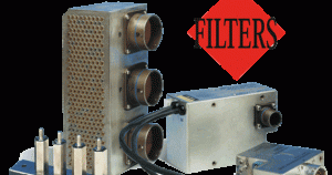 Industrial filter system with metal casing and connected wiring.