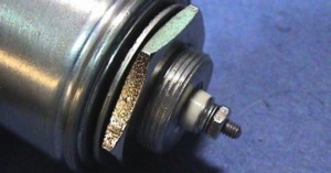 Close-up of a mechanical bearing with metal components.
